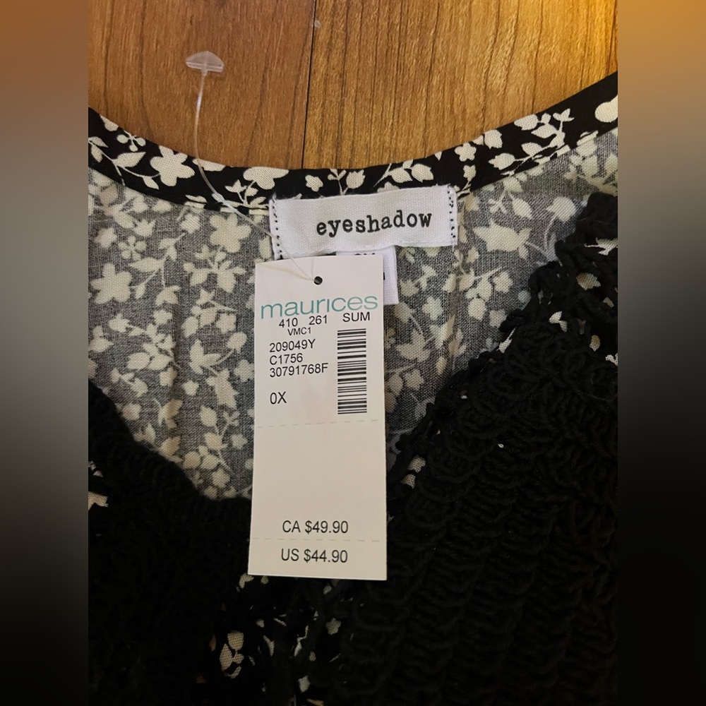 🆕 NWT Maurices Floral Crochet Babydoll Mini Dress, 0X/XL - Picture 3 of 5